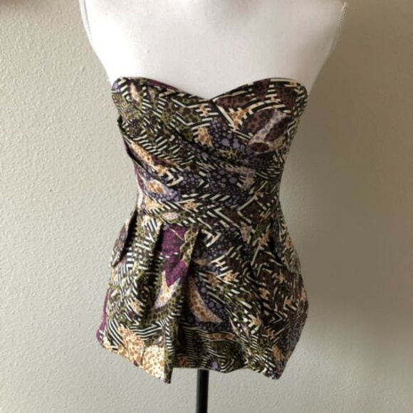 Fei Anthropologie Pesisir Batik Pleated Peplum Top - Picture 2 of 7